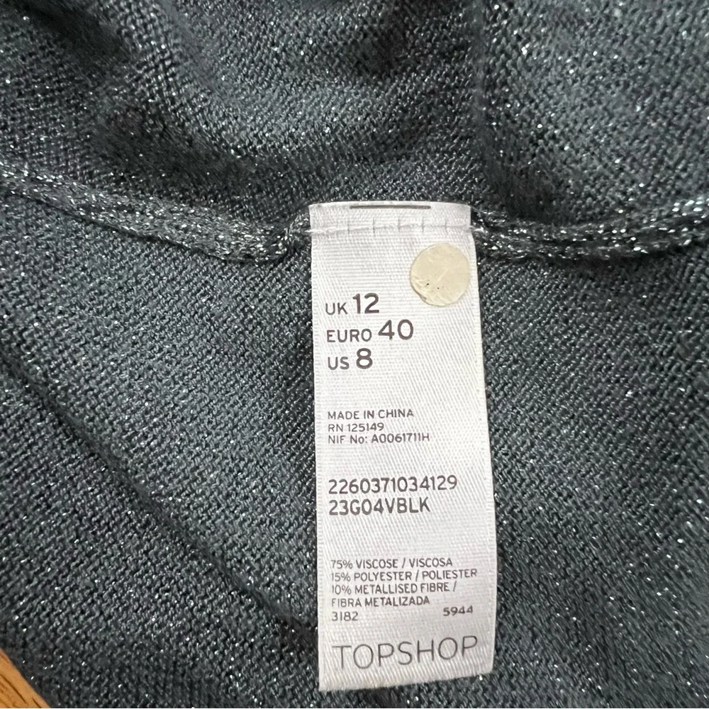 Topshop Black‎ and Grey Shirt Size 8